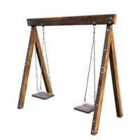 Rustic Wooden Swing Set With Metal Chains png