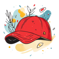 Red Baseball Cap with Abstract Artistic Background Design png