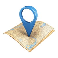 Blue Map Pointer Indicates Location On Folded Map png