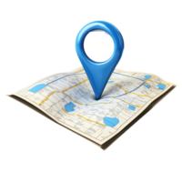 Blue Map Pointer Marking Location On Folded Map png