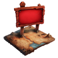Red Signpost on a Miniature Terrain Map png