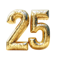 Golden Number Twenty Five Festive Design Background 25 3d art icon png