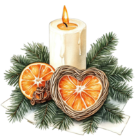 Winter Candlelight Scene with Oranges and Pine fir new joy cozy warm png