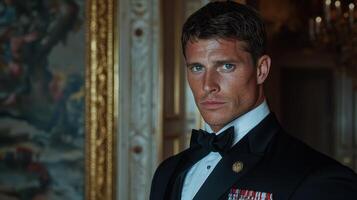 Man in a suit and bow tie photo