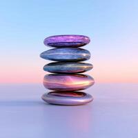 Stack of smooth stones in balance with a gradient background photo
