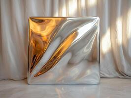 Abstract reflective surface with distorted light and shadows photo