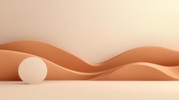 Abstract product display with curved shapes and a circle photo