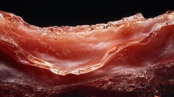 Close up of a wave of red wine, showcasing its texture and movement photo