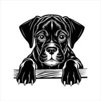 Smiling Dog Peeking Over Table vector