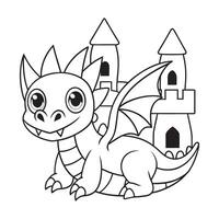 Mythical creatures coloring page elements vector