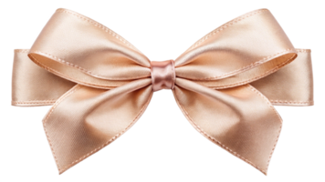An elegant beige satin bow with a ribbon forming a loop, on a transparent background png