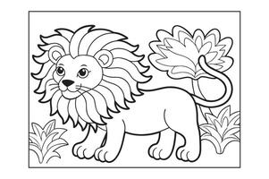 Jungle safari animal outline for drawing coloring page vector