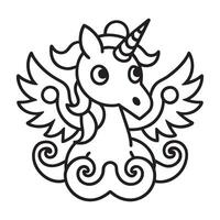 Fantasy and mythical creatures coloring pages vector