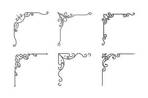 Elegant ornamental corner line set for decorative design vector