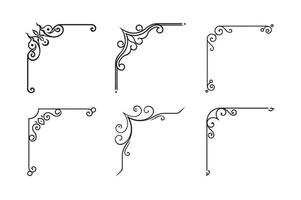 Swirl and flourish ornamental corner line vector