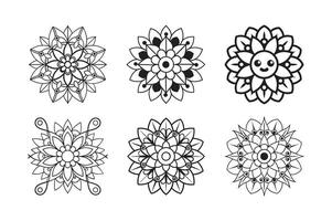 Whimsical floral mandala set coloring pages and print vector