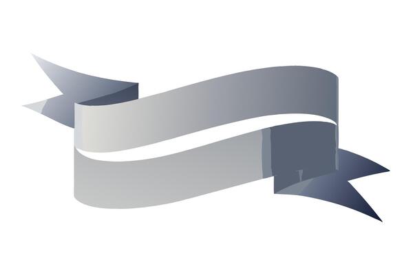 A stylized, abstract gray ribbon banner. The design is modern, elegant, and features a curved, flowing form. Perfect for a logo or decorative element.