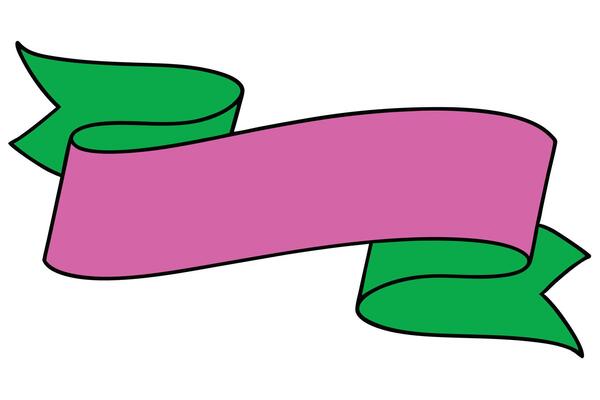 Pink and Green Ribbon Banner Design Element Illustration