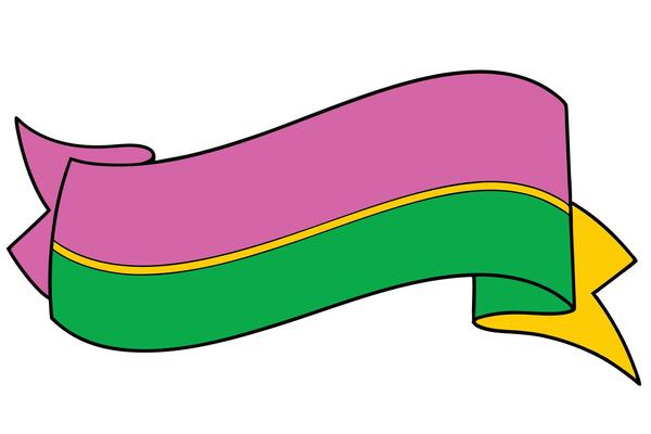 Pink, Green, Yellow Curving Ribbon Banner Design Element