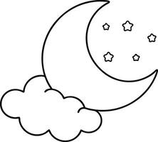 one line drawing of a sleeping moon vector