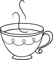 one line drawing of a cup of tea with steam vector