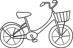 one line drawing of a bicycle with a basket vector