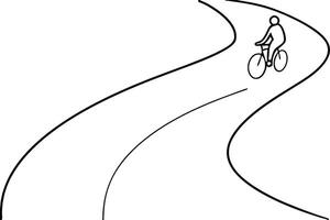 one line drawing of a bicycle tire track vector