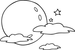 one line drawing of a full moon vector