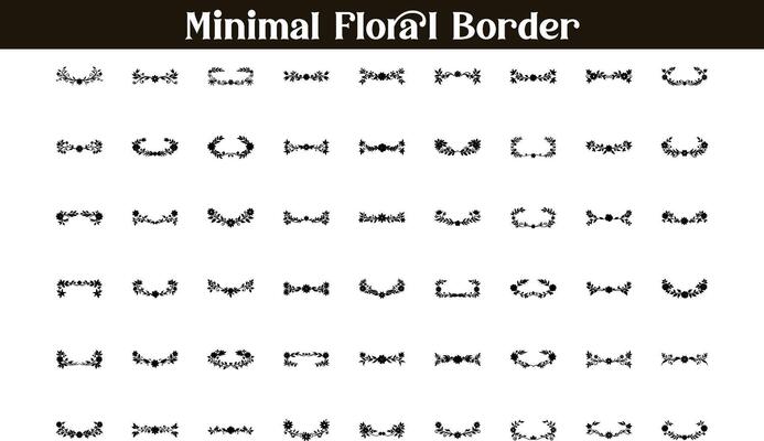 Minimal floral Border ornament silhouettes