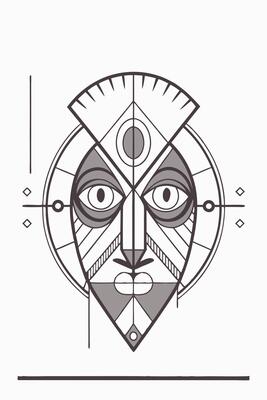 Geometric African Mask Abstract Tribal Art Design Illustration