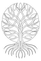 Circular Tree of Life Celtic Knotwork, Roots, Branches, Leaves vector