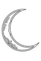 Ornate Crescent Moon Line Art Elegant Celestial Design vector
