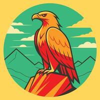 Majestic Eagle Perched on Mountaintop, Natures Apex Predator vector