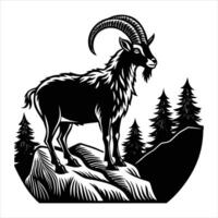 Mountain Goat On Cliff Vectors