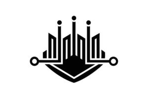 Abstract logo design of interconnected structures. vector