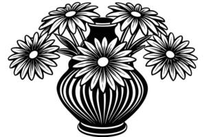 A Black and White Vase of Flowers vector