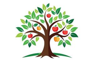 Vibrant apple tree graphic design, perfect for educational materials. vector