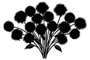 Elegant Black and White Silhouette of a Flower Bouquet vector