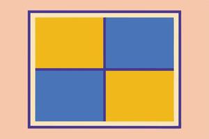 A Colorful geometric shapes divided into sections on a yellow background vector