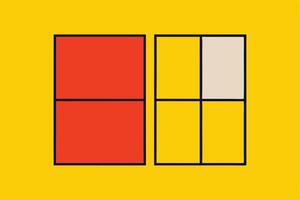 A geometric shapes divided into sections on a yellow background vector