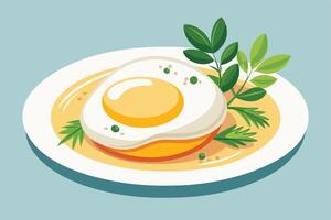 Delicious Fried Egg on a Plate, Perfect for Breakfast Illustration vector