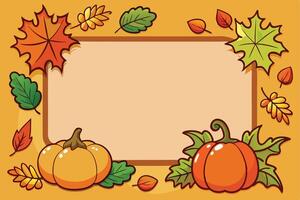 Frame with Leaves and Pumpkin for Fall Design vector