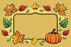 Autumnal Frame with Leaves and Pumpkin for Fall Design vector