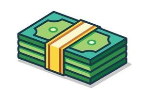 Stack of bundled money, a flat icon design. vector