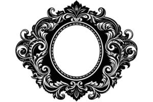 Ornate oval mirror frame graphic design vector