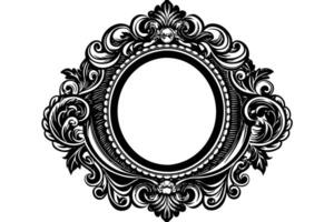 Ornate Oval Mirror Frame Design vector