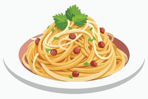 Plate of Spaghetti with Toppings vector