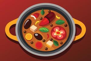 illustration of a hearty stew in a pot. vector