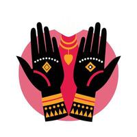 Elegant Black and White Praying Hands Design with Floral Elements vector