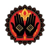 hands adorned with henna, a vibrant illustration. vector